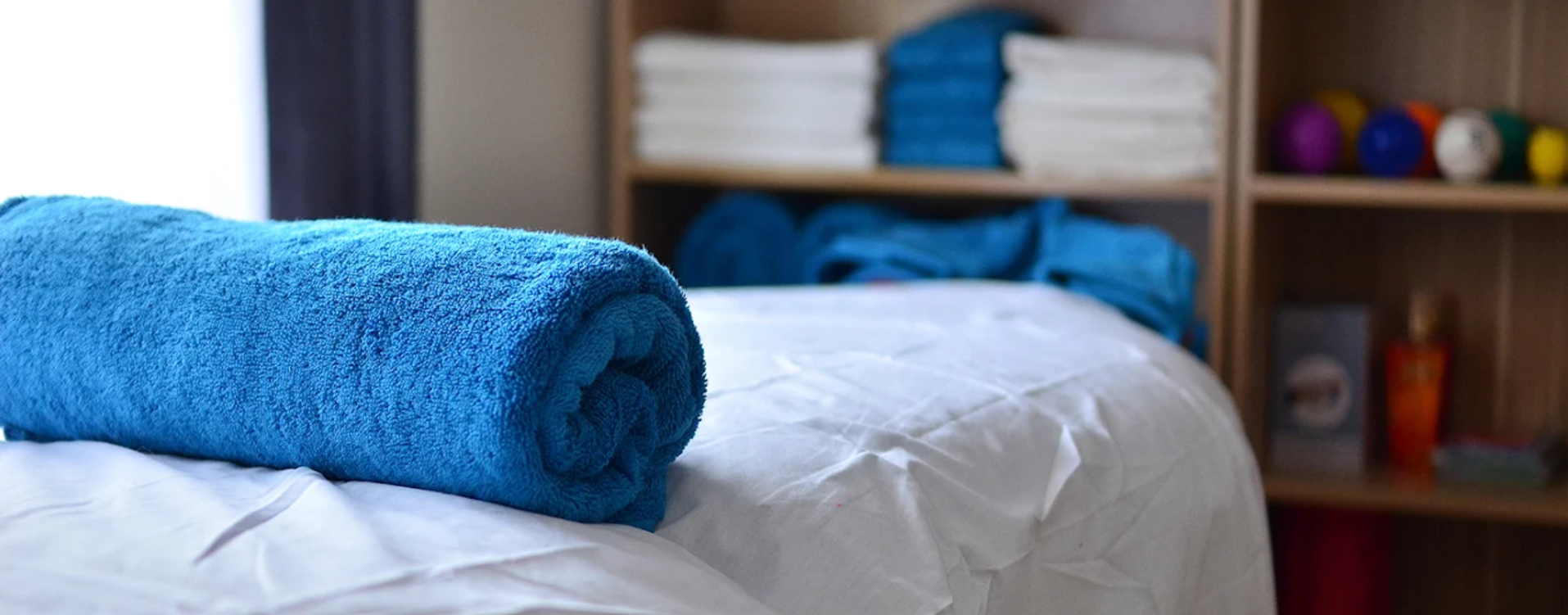 Treatment room with massage table